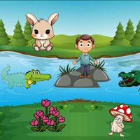 Free online flash games - Wow Boy Escaped Dangerous Crocodiles