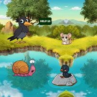 Free online flash games - Little Crow Stuck In Pond