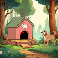 Free online flash games - Cat Stuck To Dangerous Dog